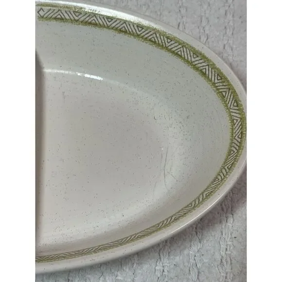 Franciscan Hacienda Green Oval Divided Vegetable Serving Bowl Dish - Picture 5 of 7